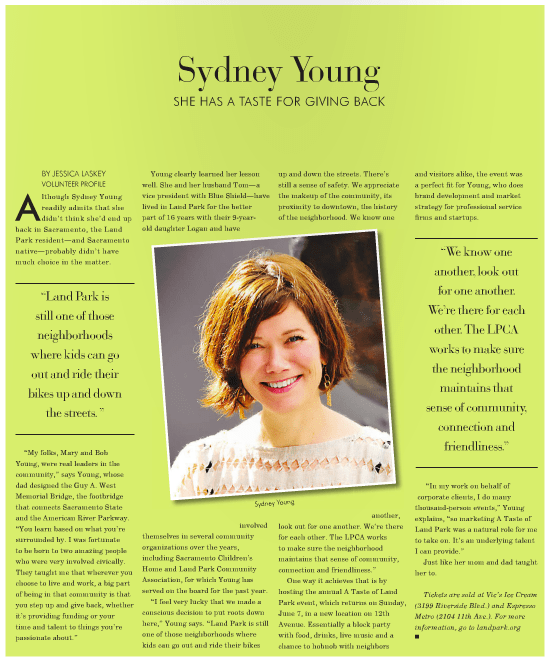 In Our Midst: Parent Sydney Young featured in Inside Land Park June edition!